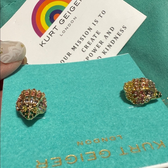 Kurt Geiger Gold and Orange Stud Earrings - Picture 1 of 4